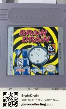 Brain Drain Game Boy, NTSC cartridge label