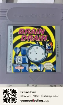 Brain Drain Game Boy, NTSC cartridge label