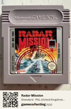 Radar Mission Game Boy, PAL cartridge label