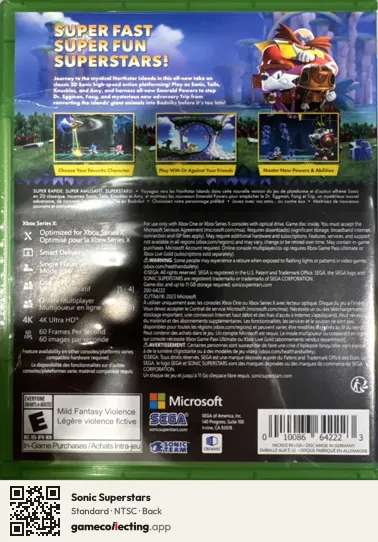Sonic Superstars Xbox Series X, NTSC box back