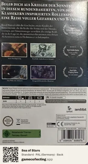 Sea of Stars Nintendo Switch, Germany box back