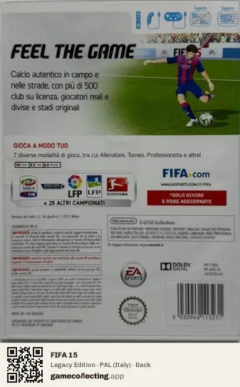 FIFA 15 Nintendo Wii, Italy box back