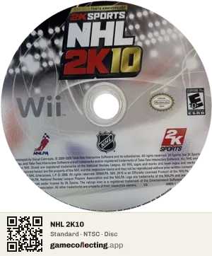 NHL 2K10 Nintendo Wii, NTSC disc