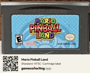 Mario Pinball Land Game Boy Advance, NTSC cartridge label