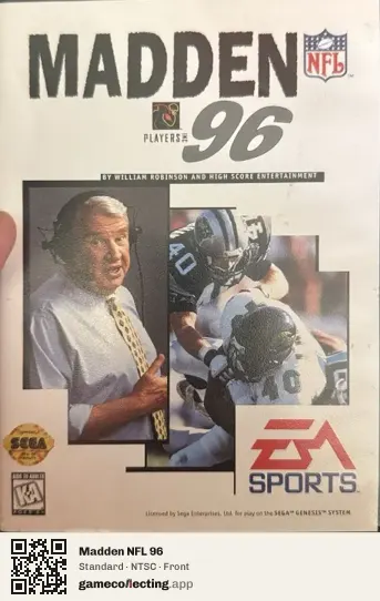 Madden NFL 96 Sega Mega Drive / Genesis, NTSC box front