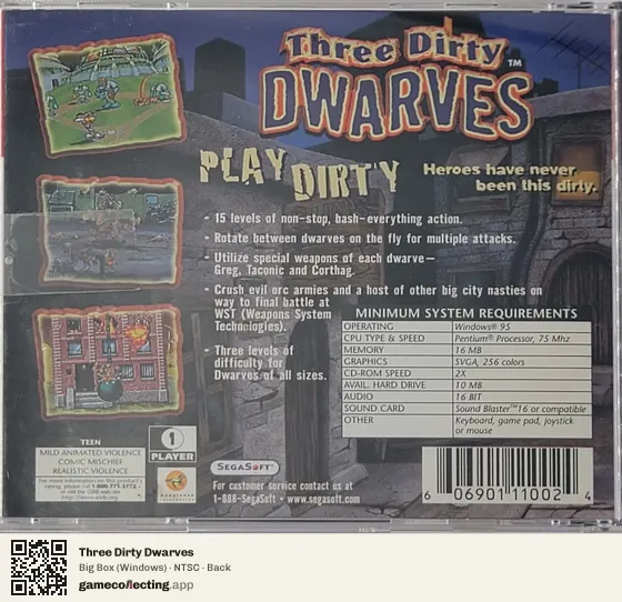 Three Dirty Dwarves Computer, NTSC box back