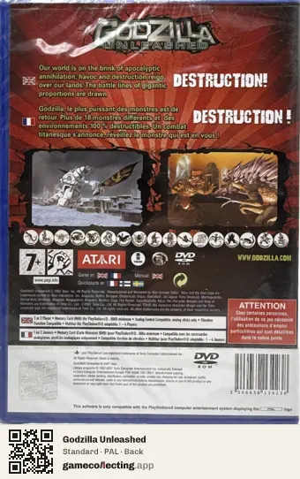 Godzilla Unleashed PlayStation 2, PAL box back