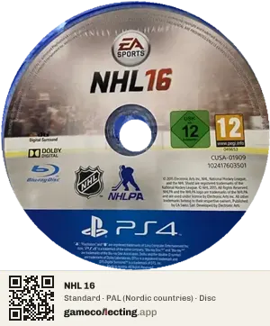 NHL 16 PlayStation 4, PAL disc
