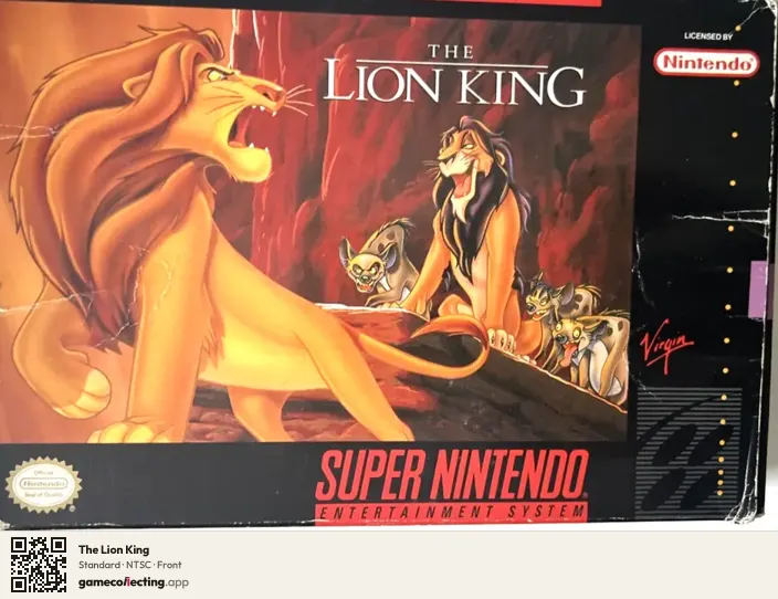 The Lion King Super Nintendo Entertainment System, NTSC box front