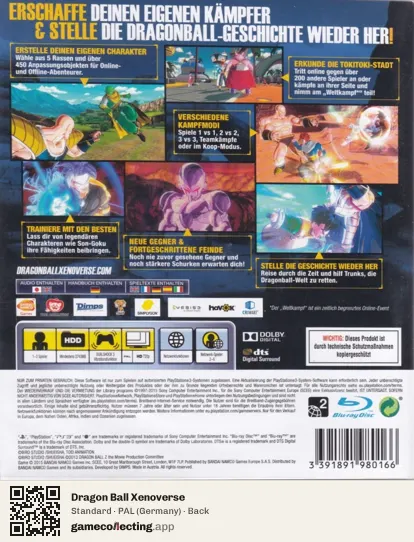 Dragon Ball Xenoverse PlayStation 3, Germany box back