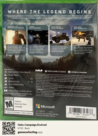 Halo: Campaign Evolved Xbox Series X, NTSC box back