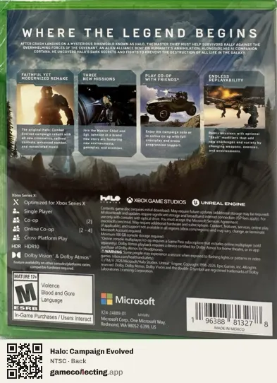 Halo: Campaign Evolved Xbox Series X, NTSC box back