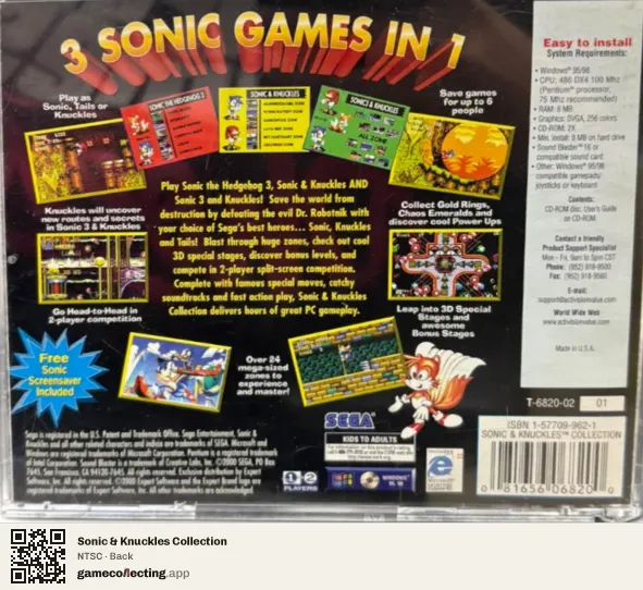 Sonic & Knuckles Collection Computer, NTSC box back