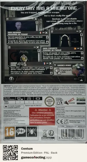 Centum Nintendo Switch, PAL box back