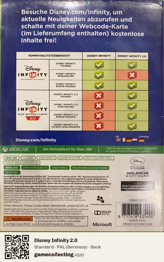 Disney Infinity 2.0 Xbox 360, Germany box back