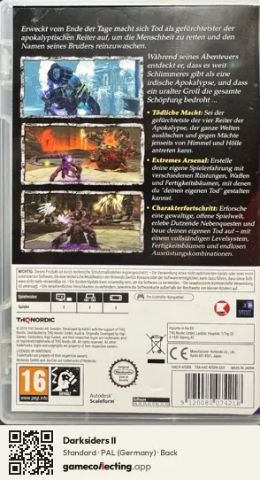 Darksiders II Nintendo Switch, Germany box back