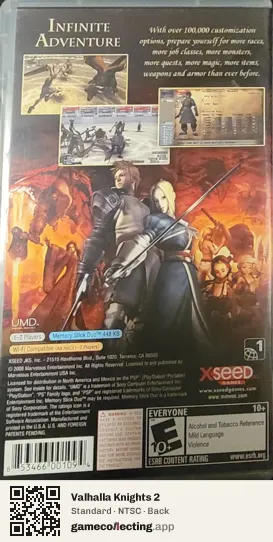 Valhalla Knights 2 PlayStation Portable, NTSC box back