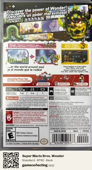 Super Mario Bros. Wonder Nintendo Switch, NTSC box back