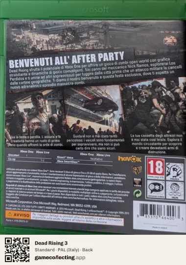Dead Rising 3 Xbox One, Italy box back