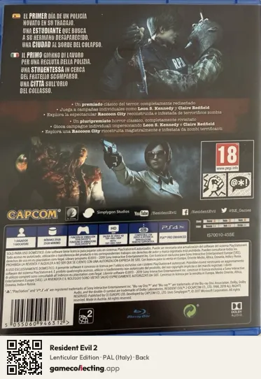Resident Evil 2 PlayStation 4, Italy box back