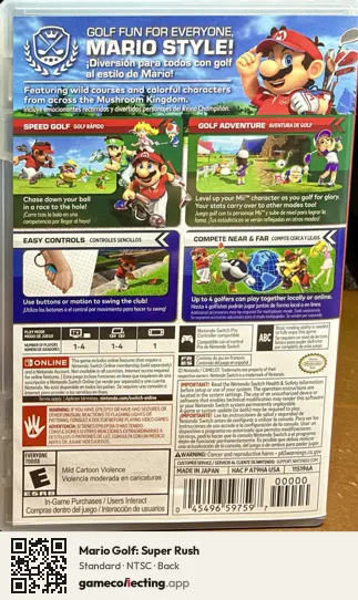 Mario Golf: Super Rush Nintendo Switch, NTSC box back