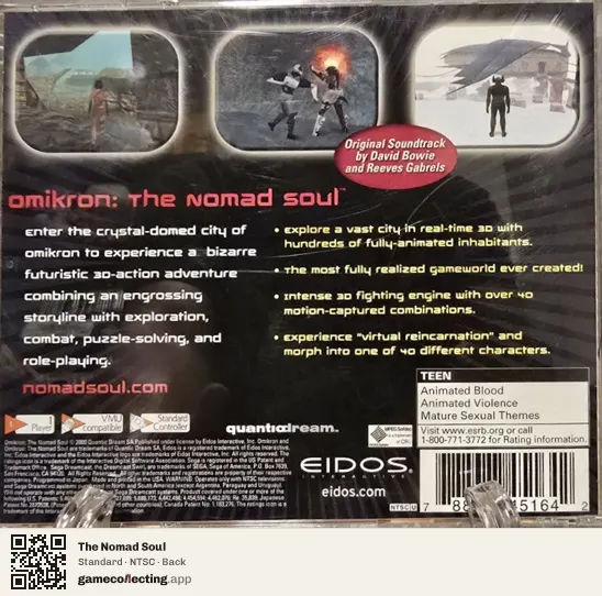 The Nomad Soul Sega Dreamcast, NTSC box back