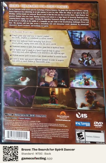 Brave: The Search for Spirit Dancer PlayStation 2, NTSC box back