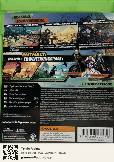 Trials Rising Xbox One, Germany box back
