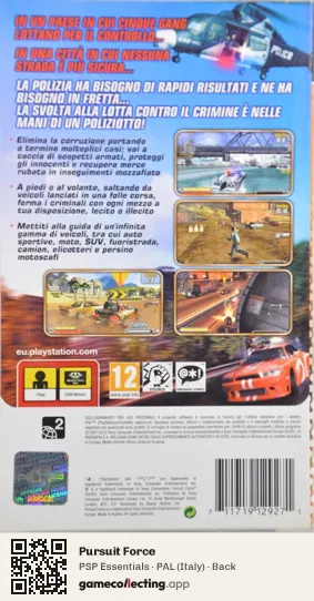 Pursuit Force PlayStation Portable, Italy box back