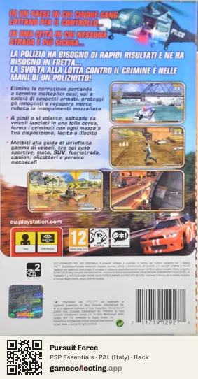 Pursuit Force PlayStation Portable, Italy box back