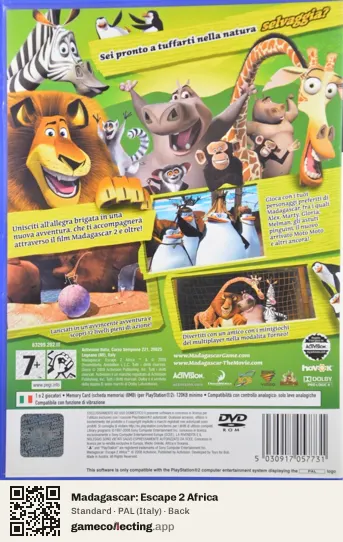 Madagascar: Escape 2 Africa PlayStation 2, Italy box back
