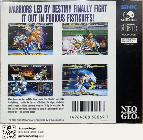 Savage Reign Neo Geo CD, NTSC box back