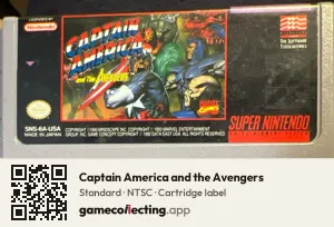 Captain America and the Avengers Super Nintendo Entertainment System, NTSC cartridge label