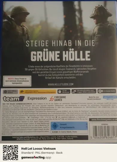 Hell Let Loose: Vietnam PlayStation 5, Germany box back