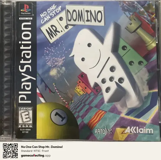 No One Can Stop Mr. Domino! PlayStation, NTSC box front
