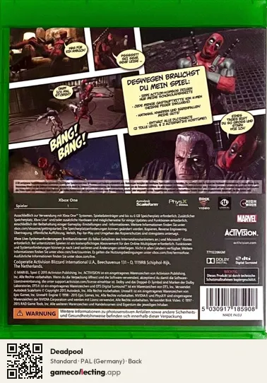 Deadpool Xbox One, Germany box back