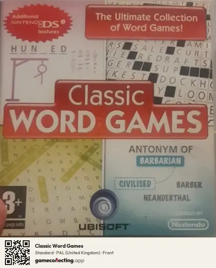 Classic Word Games Nintendo DS, United Kingdom box front