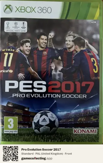 Pro Evolution Soccer 2017 Xbox 360, United Kingdom box front