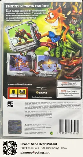 Crash: Mind Over Mutant PlayStation Portable, Germany box back