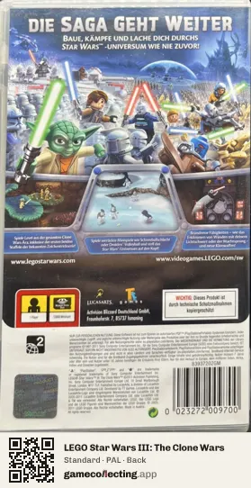 LEGO Star Wars III: The Clone Wars PlayStation Portable, PAL box back