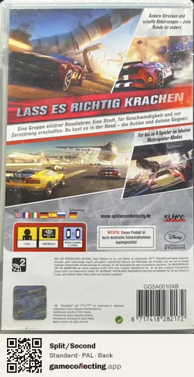Split/Second PlayStation Portable, PAL box back