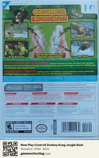 New Play Control! Donkey Kong Jungle Beat Nintendo Wii, NTSC box back