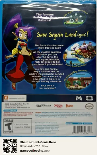 Shantae: Half-Genie Hero Nintendo Wii U, NTSC box back