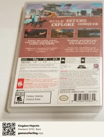 Kingdom Majestic Nintendo Switch, NTSC box back