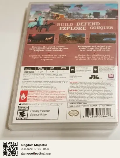 Kingdom Majestic Nintendo Switch, NTSC box back