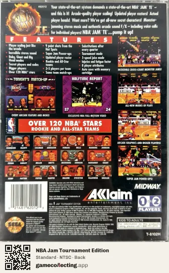 NBA Jam Tournament Edition Sega Saturn, NTSC box back