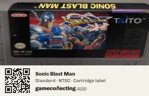 Sonic Blast Man Super Nintendo Entertainment System, NTSC cartridge label