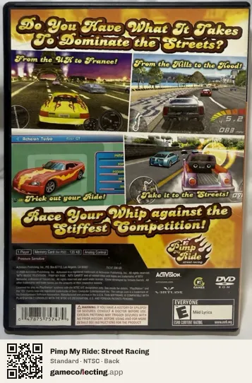 Pimp My Ride: Street Racing PlayStation 2, NTSC box back