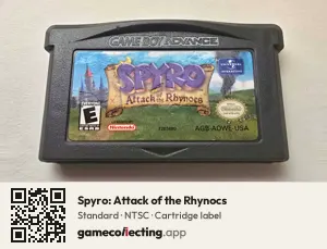 Spyro: Attack of the Rhynocs Game Boy Advance, NTSC cartridge label