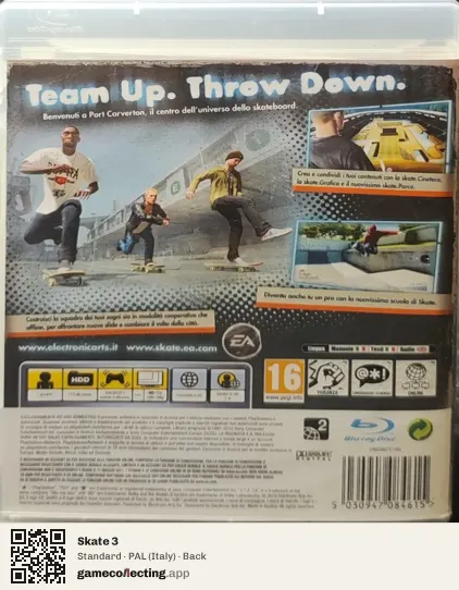Skate 3 PlayStation 3, Italy box back